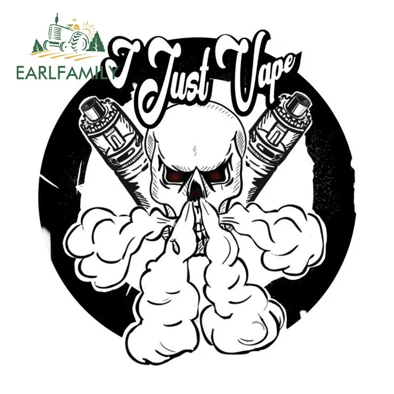 

EARLFAMILY 13 см x 12,9 см наклейка на автомобиль в виде черепа с вейпом, забавная автомобильная наклейка на окна, декоративная наклейка на серфборд, креативная графика для холодильника и каравана