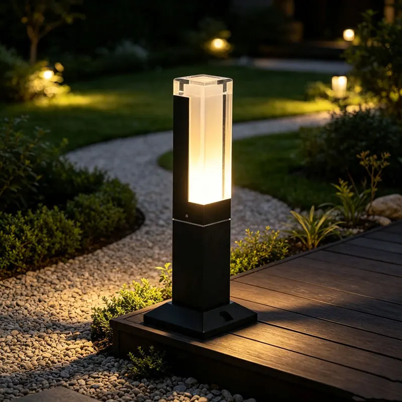 Acrylic Lawn Light Landscape Lamp Outdoor Waterproof Ip65 Square Aluminum Profile Floor Lamp Garden Courtyard Decorative Lamp