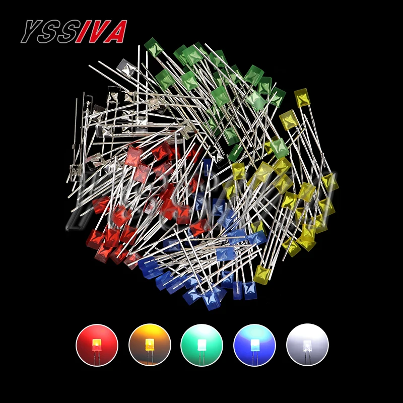 100 Stuks 2X3X4 Vierkante Led 234 Rode Lichtgevende Diode Wit Geel Rood Groen Blauw 2*3*4 Elektronische Diy Kit