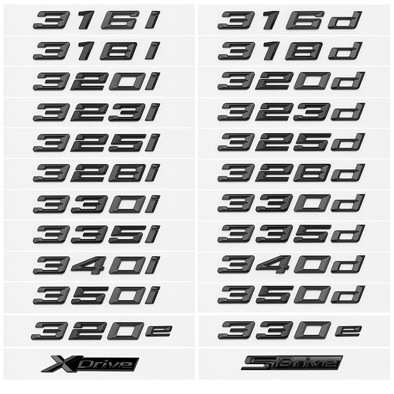 3D ABS Car Trunk Letter 320i 320d 320e 325d 330i 330d 330e 335d 340d Emblem Sticker For BMW 3 Series E90 E91 F30 F31 F34 G20 G21