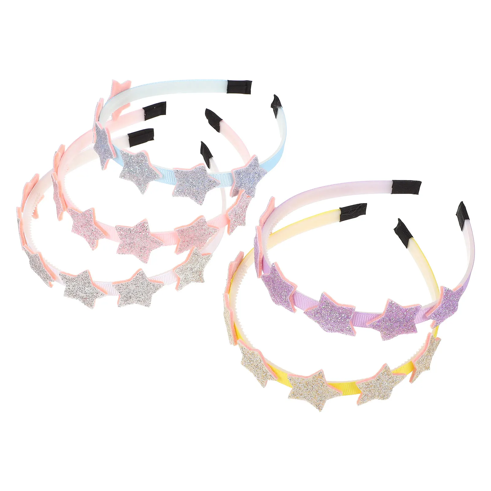 

5 Pcs Star Shape Headband Sequin Glitter Kids Hair Accessories Girls Plastic Child Comfortable Birthday Party Cosplay Photo