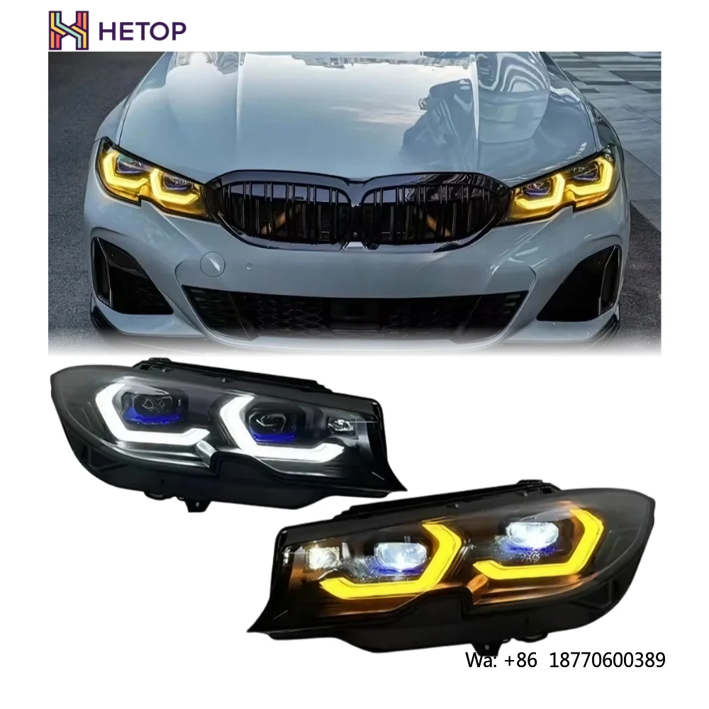 

HETOP G20 Laser Headlight 2018-2022 3 Series Dual Color Version Yellow and White Upgrade LED DRL Lamp Laser Lens Style for BMW