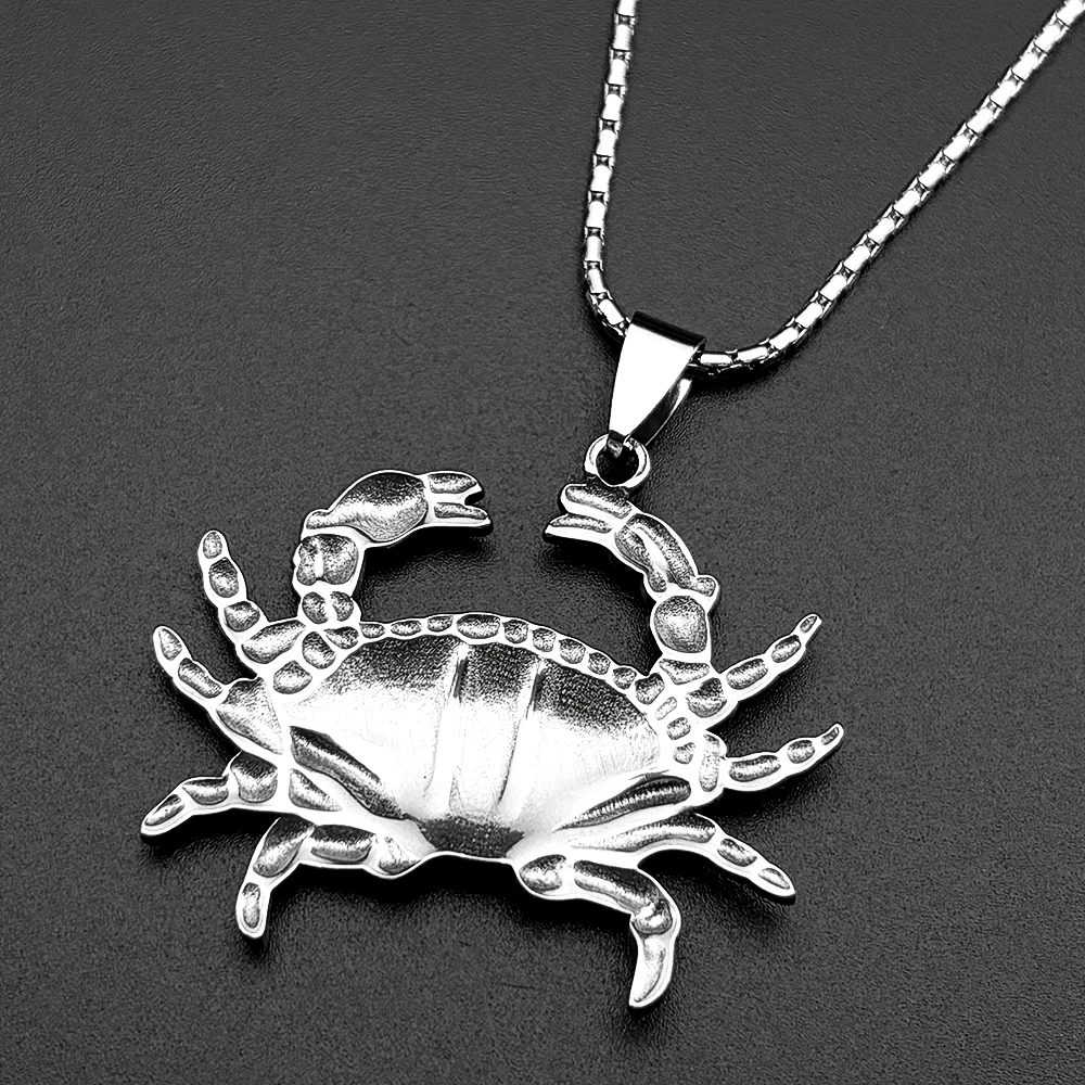 Hiphop Crab Cute Chain For Women Men Stainless Steel Silver Color Beach Sea Ocean Trendy Party Necklace Jewelry Accessory
