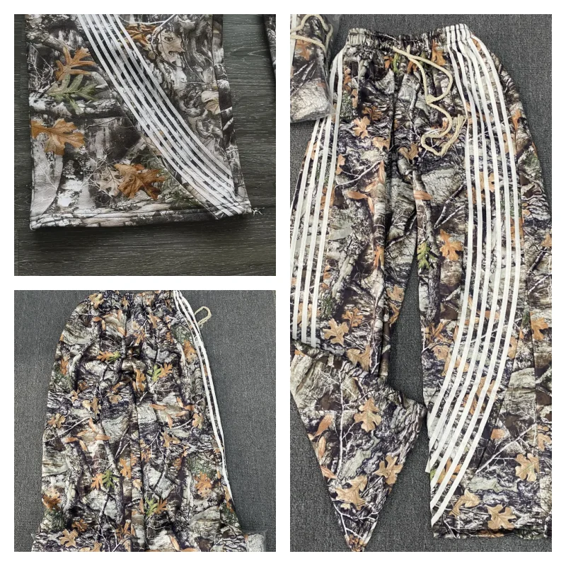 

American retro high street work pants leaf camouflage functional heavy-work striped straight leg pants loose casual pants
