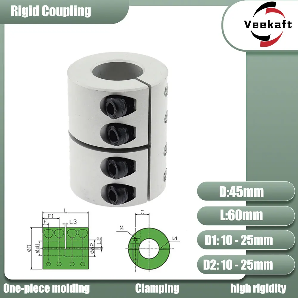 

Rigid shaft D45L60 coupler clamp stepper servo motor coupling 3d printer parts 8/10/12/14/15/16/18/20/22mm coupler