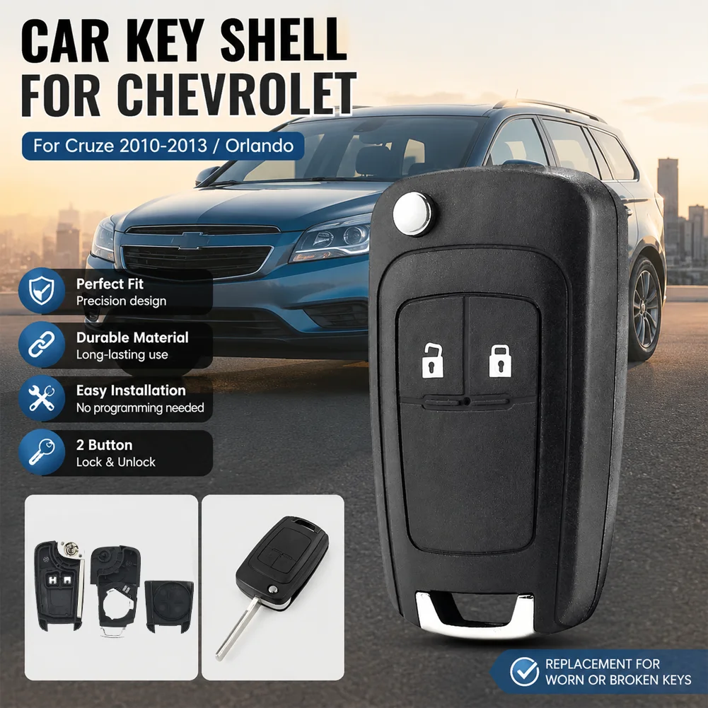 Car Key Shell For Chevrolet For Cruze 10-13 Orlando Key Case 2 Button Replace Key Remote Case Car Key Lock Accessories Parts