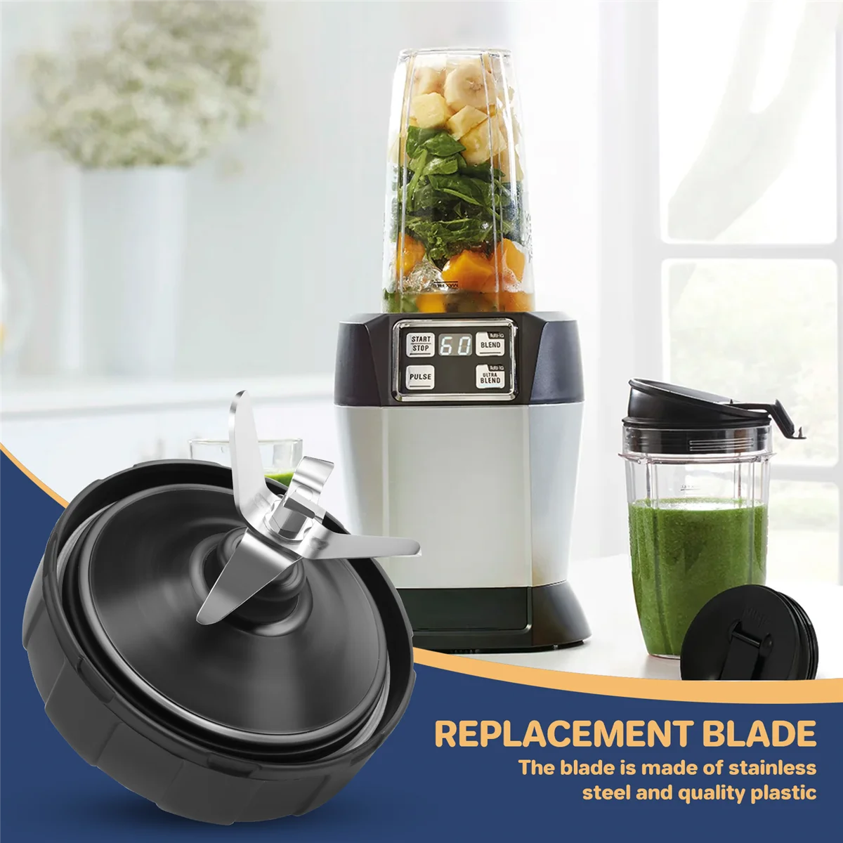 7 Fins Blender Blade Part Juicer Case Mixer Spare Assembly Replacement for Nutri Ninja Pro Auto-IQ Juicer Knife Holder image 4