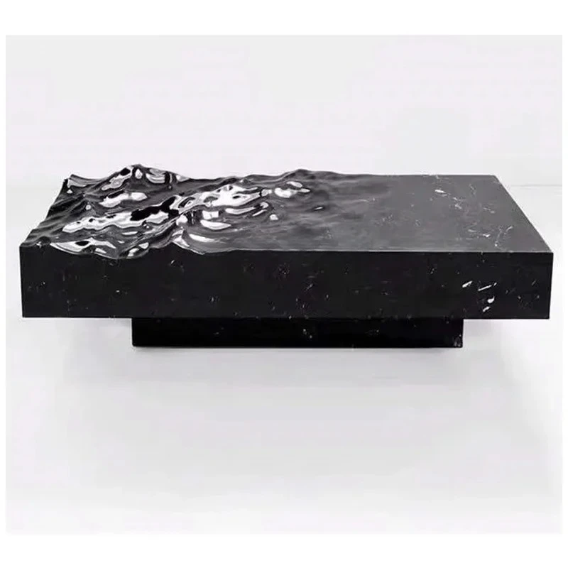 

Italian Light Luxury Tea Table Living Room Designer round Tempered Glass Wave Coffee Table CombinationAsmt09