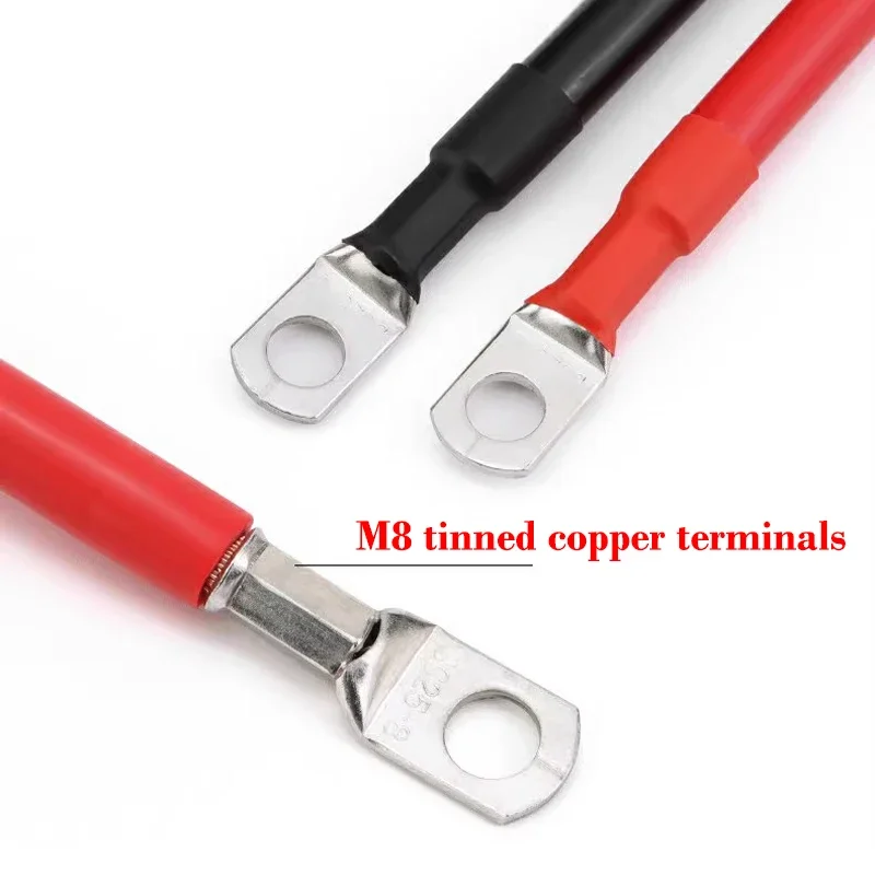 Soft Car Battery Wire PVC Cable With M8 Lug Red Black 8/6/4AWG Electrical Wire for Auto RV Solar Panel Inverter Length 20~100cm view 4