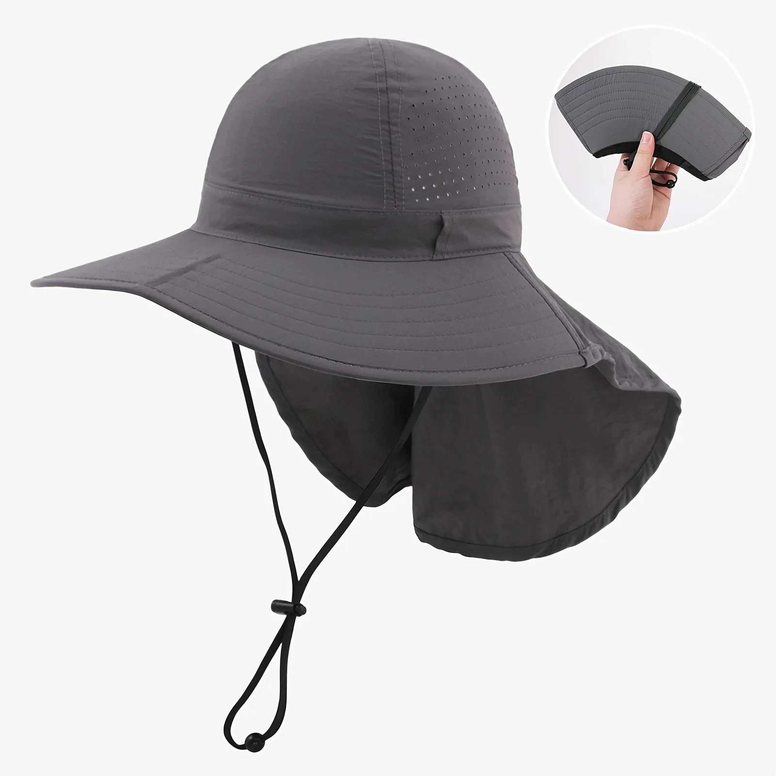 Atmungsaktiver Sonnenschutz-Schal-Sonnenhut für Damen, faltbar, geeignet für Outdoor-Aktivitäten, Wandern, Strandurlaub – Detail 10