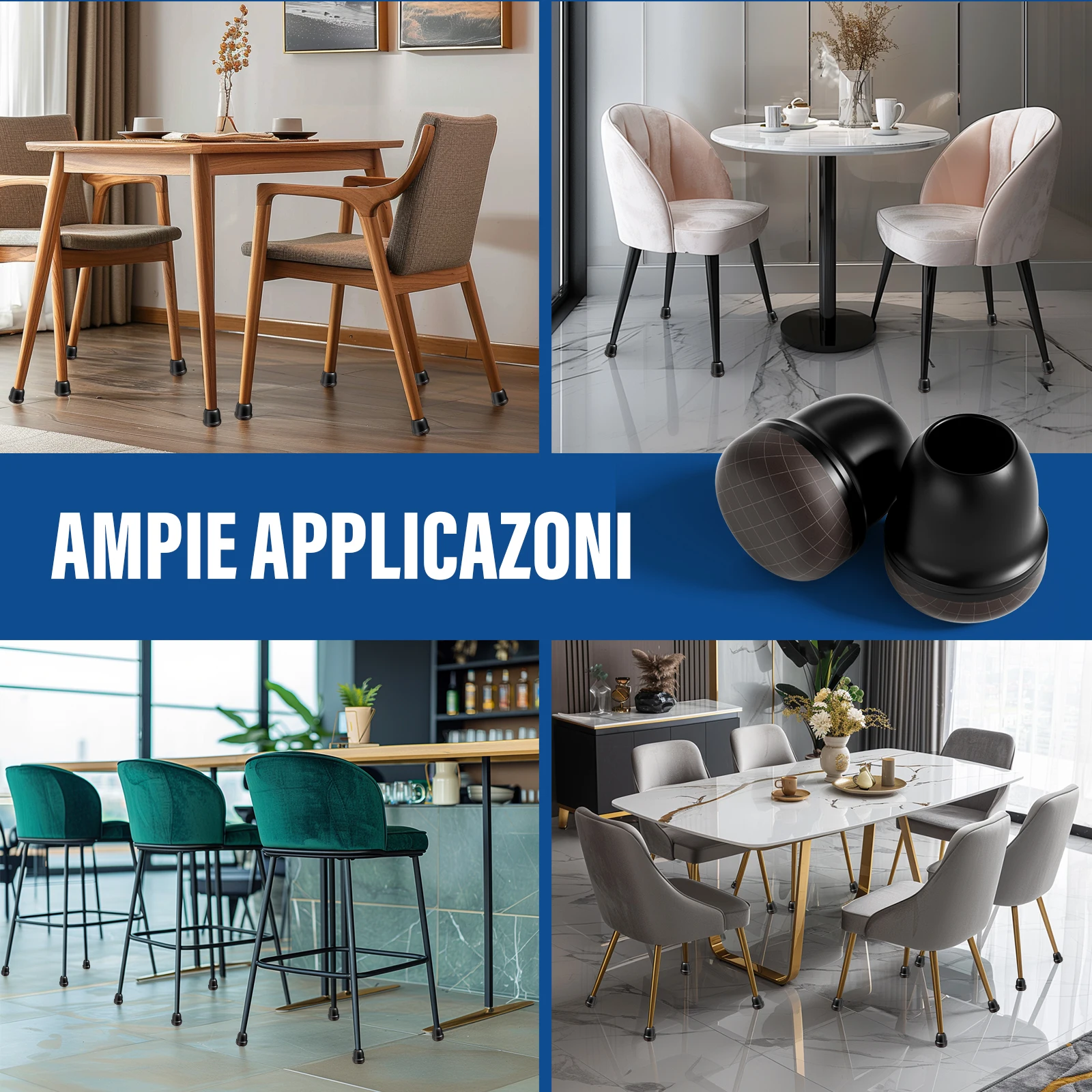 16PCS Round Chair Leg Caps Silicone Graphene Fabric Chair Leg Protectors Hair and Dust Resistant for Carpet Hardwood Floor
