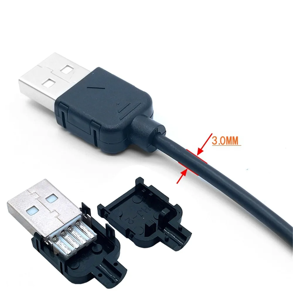 USB2.0/DIY plug A male patch, kawat solder, kabel, jenis papan plug, plastik tiga buah set