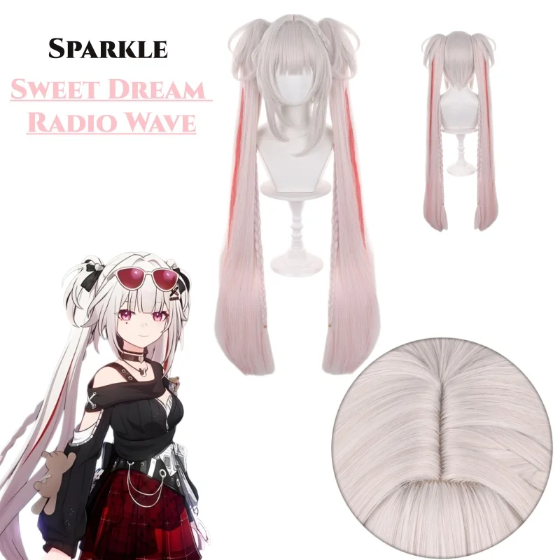 Hot deal: Honkai Star Rail Sparkle Sweet Dream Radio Wave Cos Wig 100cm Claw Clip Ponytail Scalp Top Anime Cosplay Hair With Free Wig Cap