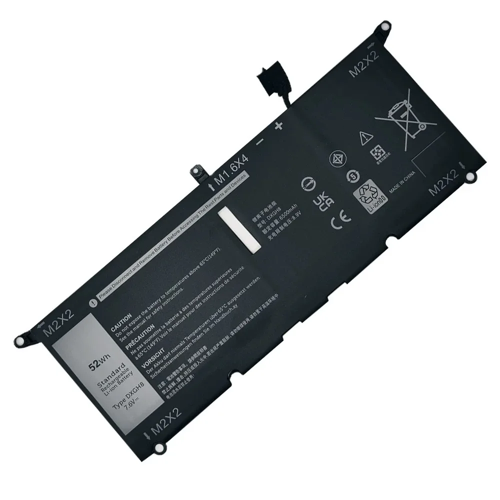 DXGH8 Laptop Battery for Dell XPS 9370 9380 5390 5391 7490 HK6N5 P82G Battery 7.6V  52WH