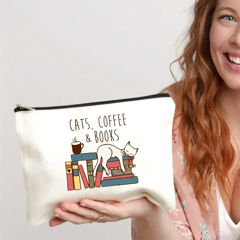 

Women Makeup Bag Cute Pencil Case Eco Canvas Office Supplies Stationery Storage Travel Cosmetic Organizer Toiletry Pouch Bag