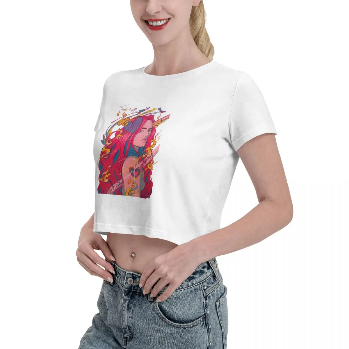 Singer Karol G Graphic Bichota Tshirt Cartoon Graphic Tees Female Crop Top,Leak navel T-shirt