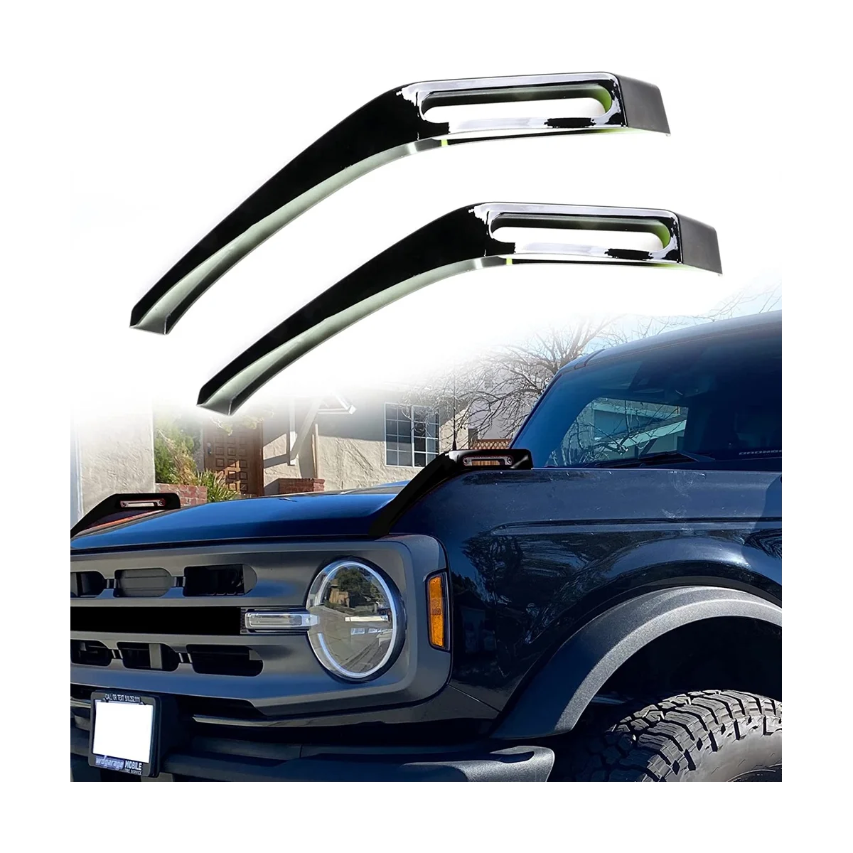 Hood Trail Sights Cover Decoration Cover Stickers Exterior Accessories for Ford Bronco 2021-2023, 2 Pack Black