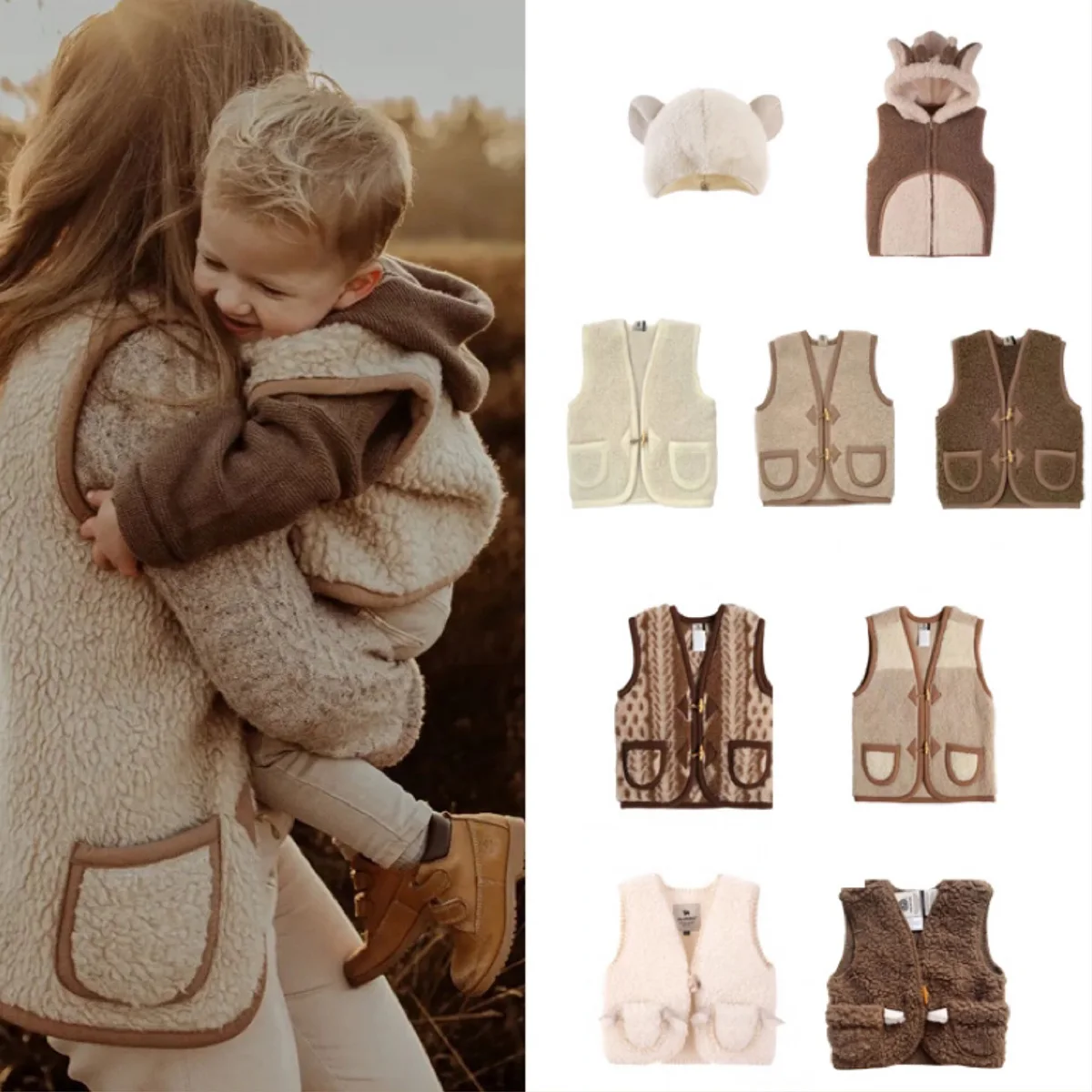 AL Baby Winter Vest Kids Super cute 80% Wool made Toddler Lovely Children Boys Girls Keep Warm Wool Vest With Button