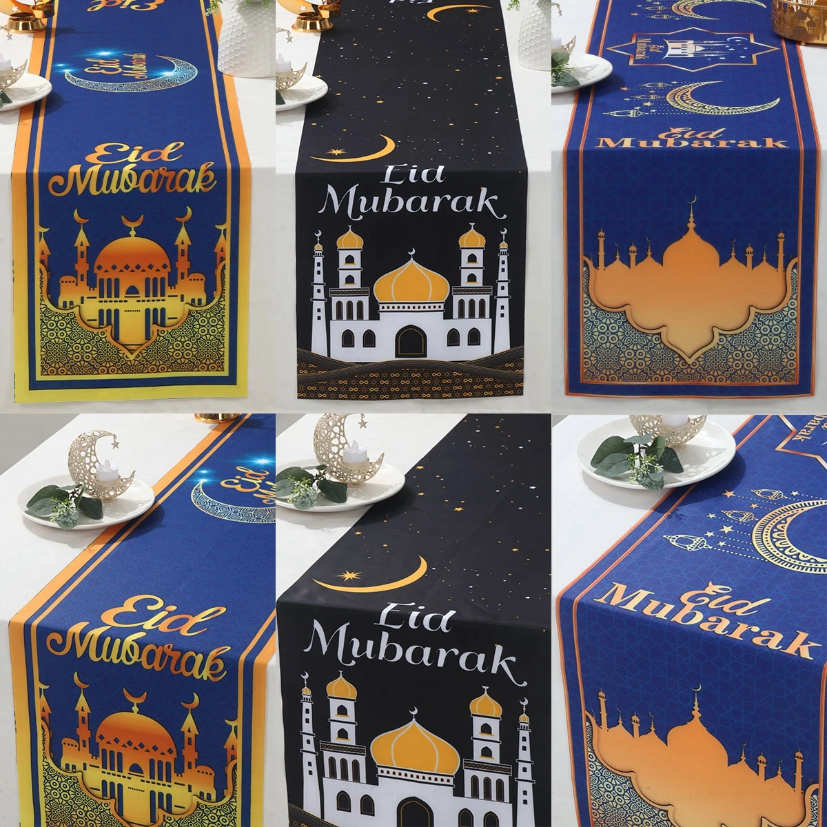 2024 Eid Mubarak Decor Table Runner Ramadan Decor For Home Islamic Muslim Party Supplies Ramadan Kareem Tablecloths Eid Al Adha