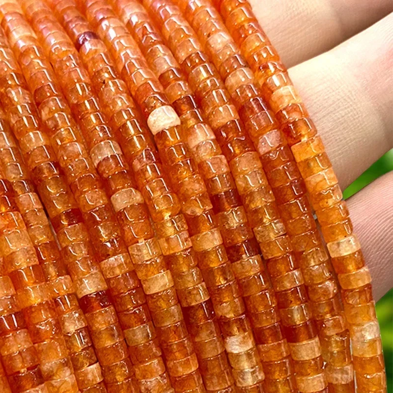 2x4MM Rondelle Natural Stone Orange Chalcedony Loose Flat Abacus Spacer Beads for Jewelry Making DIY Bracelet Charms Accessories