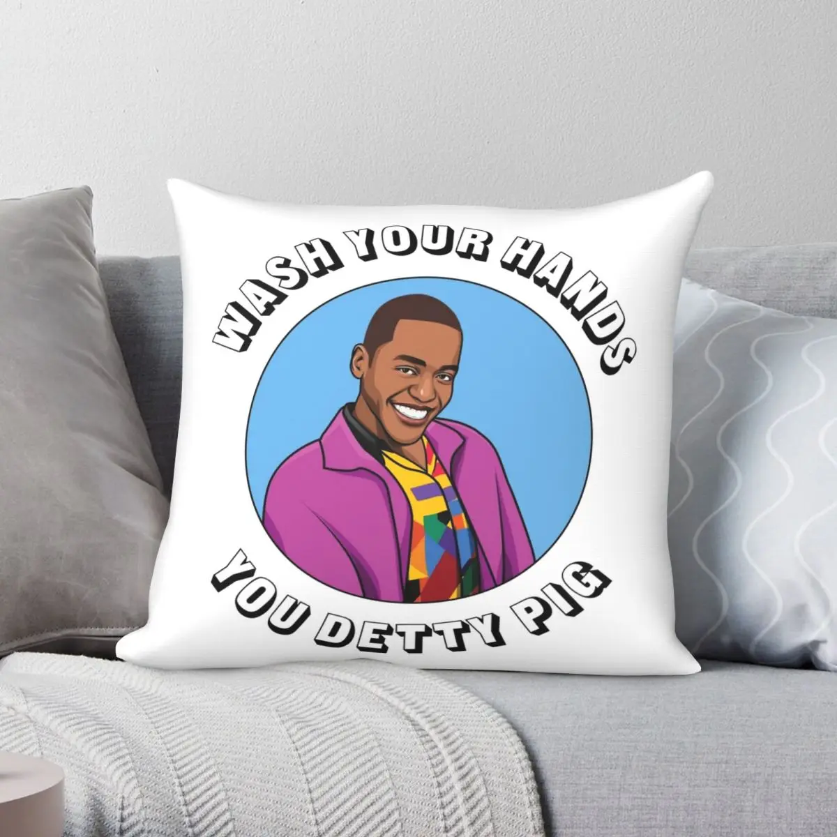 

Wash Your Hands Pillowcase Polyester Linen Velvet Creative Zip Decor Room Cushion Cover