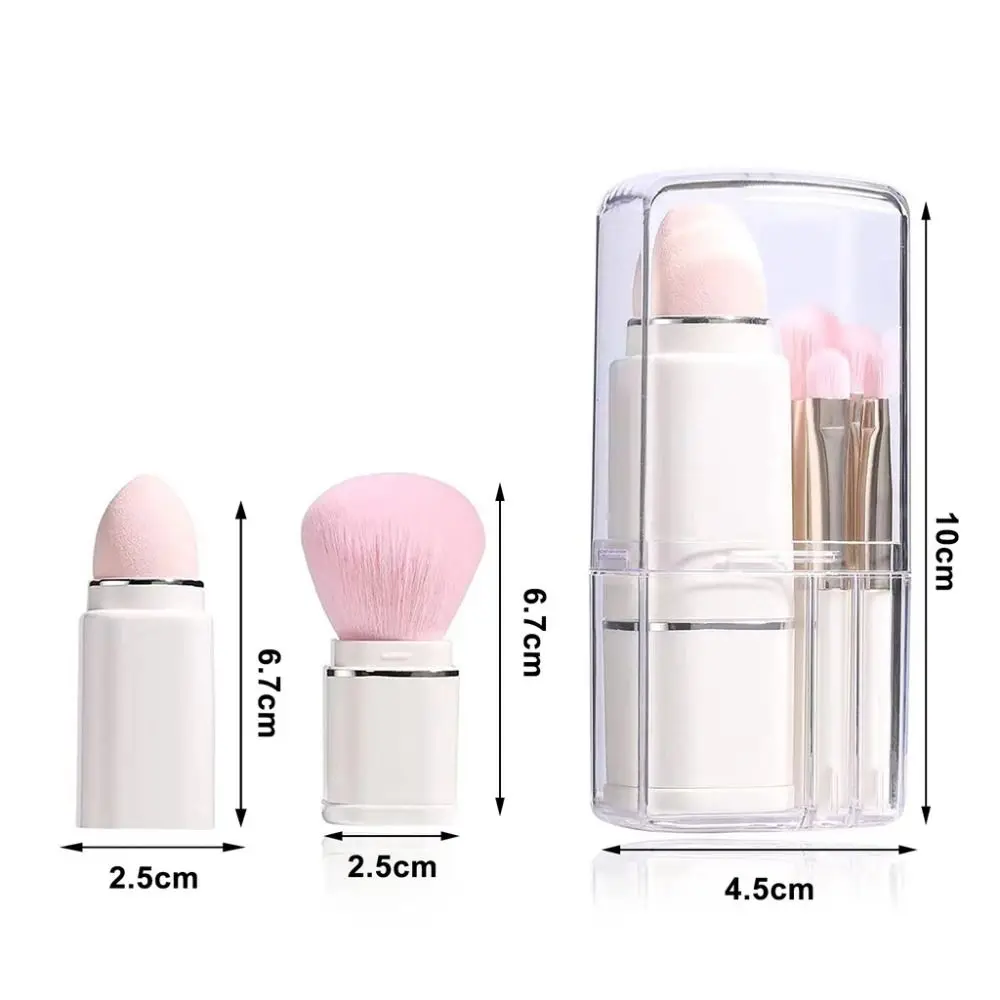 8-in-1 Mini-Make-up-Pinsel-Set, quadratisch, transparent, Kosmetikpinsel, Puderquaste, loser Puderpinsel, Teleskop-Make-up-Pinsel für Reisen