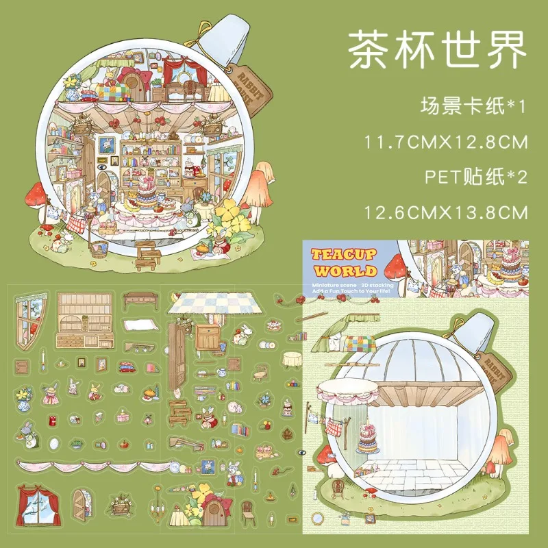 3D Stacking House Stress Relief Stickers Miniature Pre Cut Scrapbooking Scenes for Journal Crafts DIY Landscapes Partys Stickers