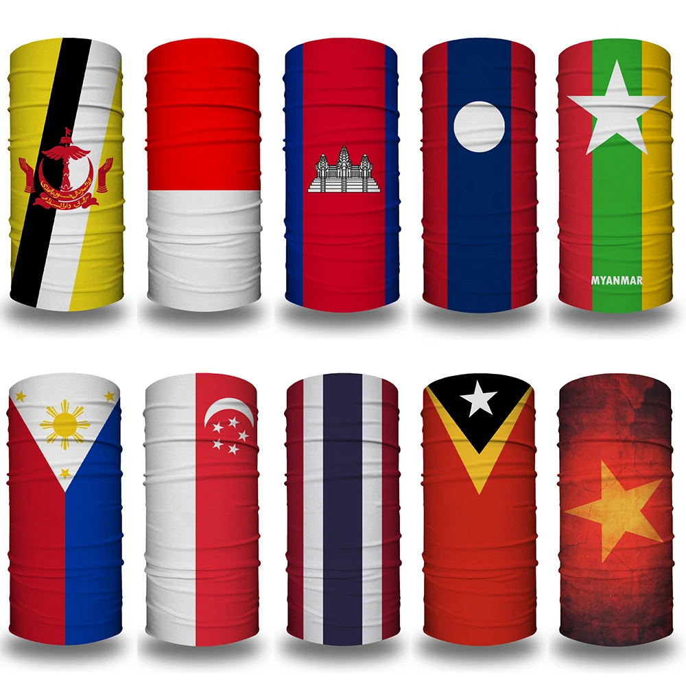 Southeast Asian Flag Printed Seamless Neck Gaiter Face Mask Scarf for Men Sports Cycling Hiking Camping Windproof Sun Protection