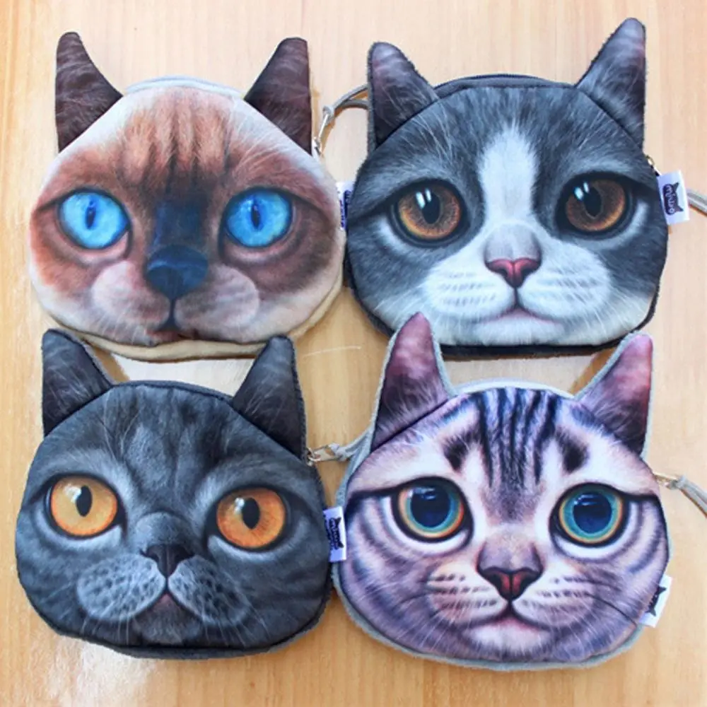 مثيرة للاهتمام الكرتون القط عملة المحفظة متعددة الوظائف مضحك عملة حقيبة حقيبة التخزين المحمولة