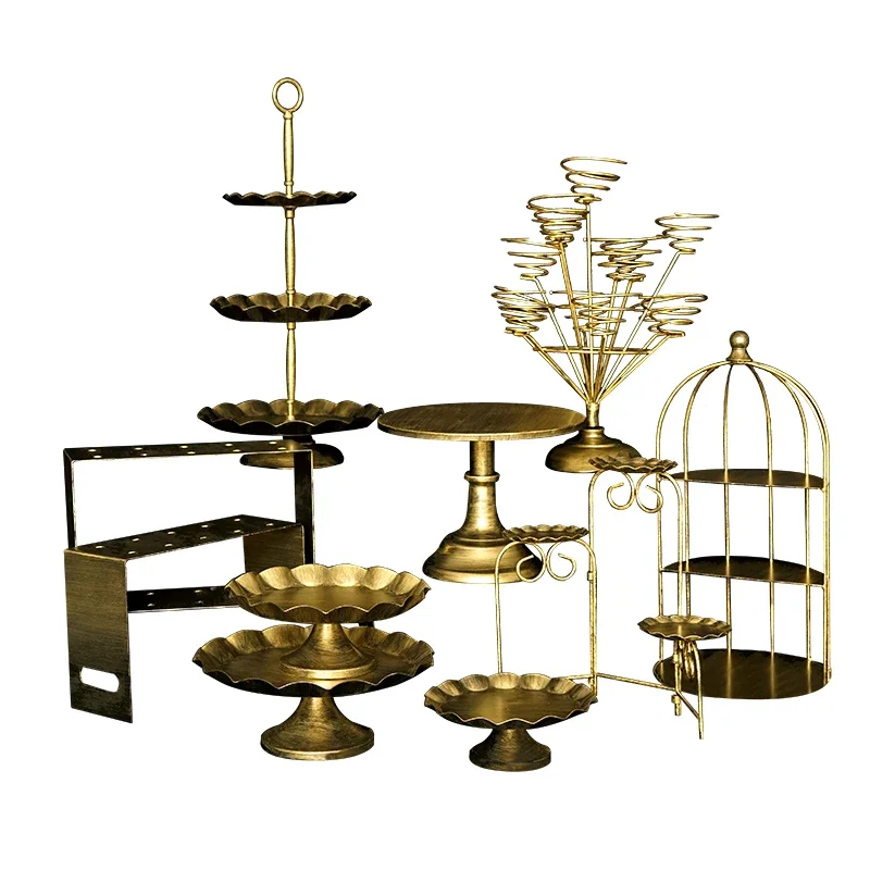 Dali Delicate Vintage Gold Metal Cake Stand Tiered Display Stand for Weddings-Laser Cut Wholesale