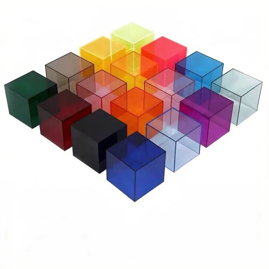 Customized Colorful 6x6cm Acrylic Cube Box Display Stand Rack for Cosmetics Jewelry Figures Toys Collectibles Display Riser Tray