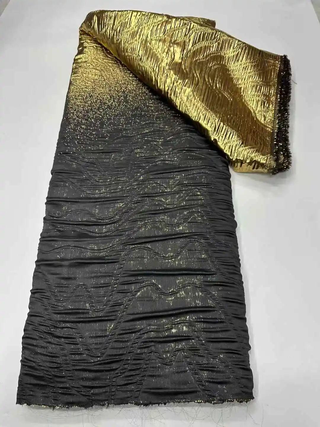 قماش دانتيل جاكار مطرز أفريقي 2025 عالي الجودة دمشقي 5 ياردات قماش دانتيل فرنسي للتذهيب لخياطة فستان حفلات الزفاف