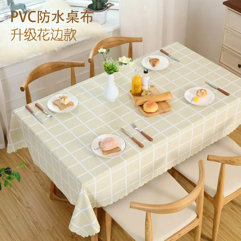 

pvc tablecloth oilproof waterproof washable printed lattice Scandinavian ins wind hotel household tablecloth tea table table