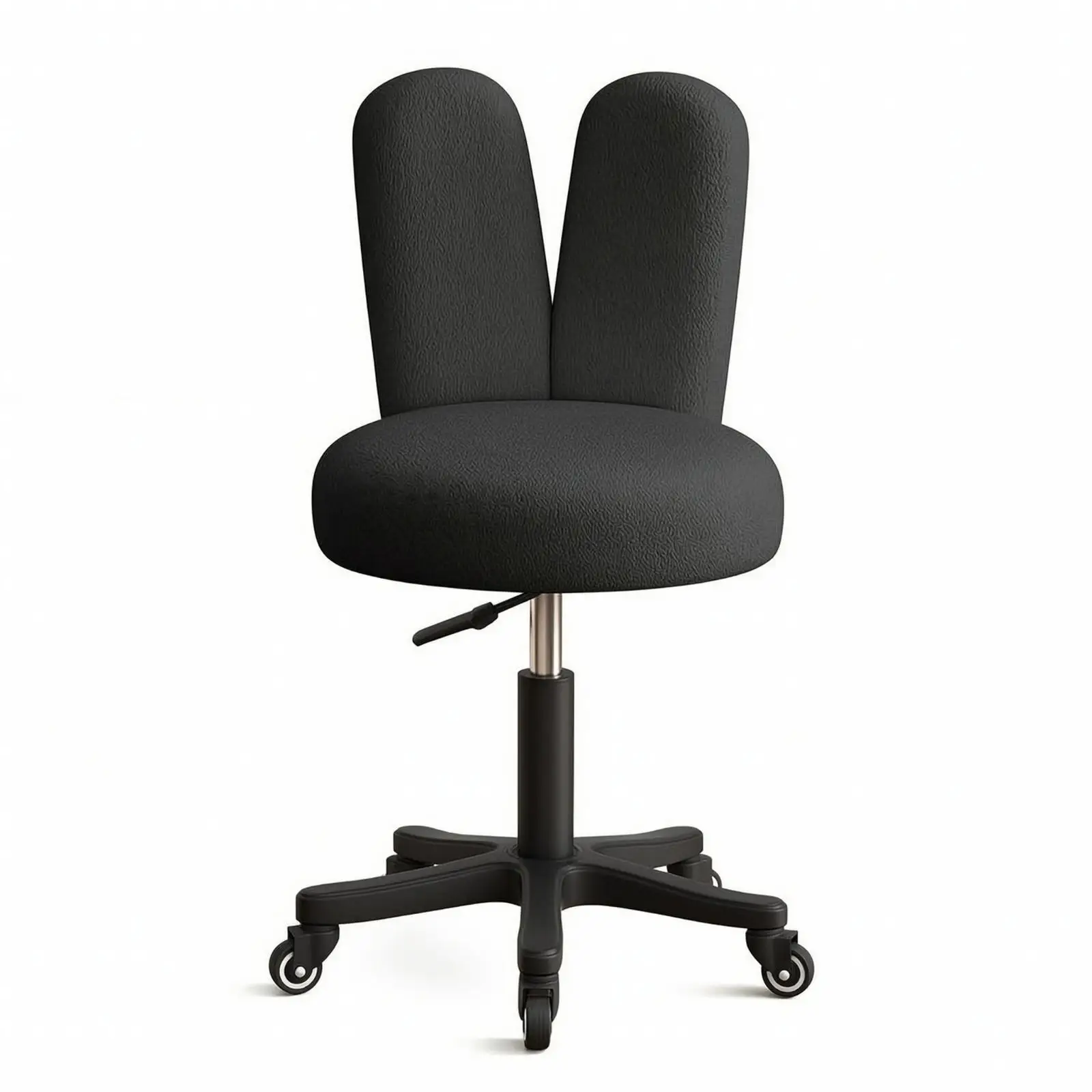 Compact Swivel Stool with Soft Textured Upholstery and Five Prong Rolling Base for Vanity Counter Home Bar Chair