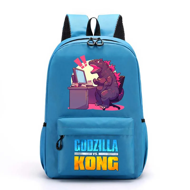 Godzilla Childrens Backpacks Anime Character Print Oxford Cloth Shoulder Bag  Cartoon Student Stationery Storage Pouch Hot Gifts view 5