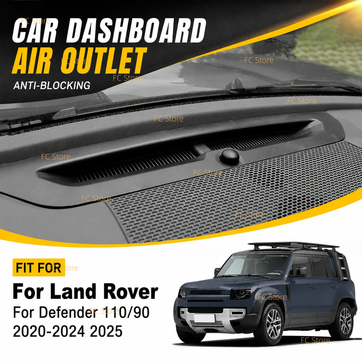 For Land Rover Defender 110 2020-2025 Stainless Steel Car Dashboard Air Outlet Anti-blocking Mesh Cover Dashboard Speaker Cover