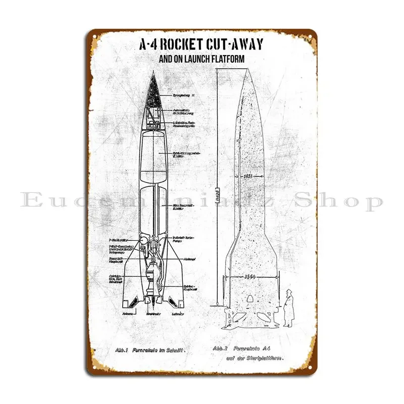 A4 ROCKET CUTAWAY Metal Sign Living Room Personalized Club Garage Custom Tin Sign Poster