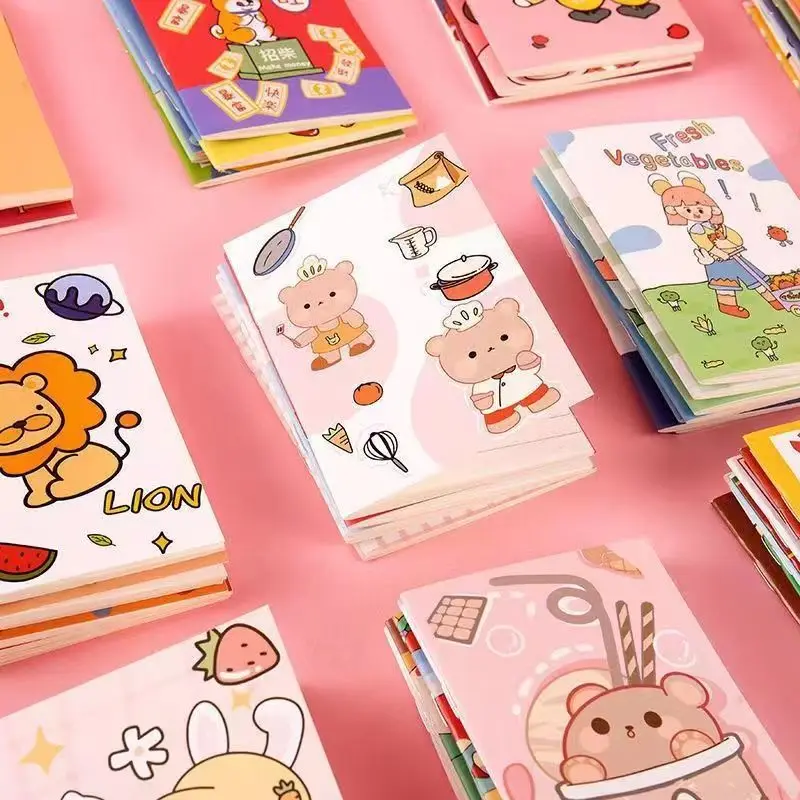 20pcs Cartoon Cute Mini Pocket Notebook Portable Diary Notepad Children's Small Prize Kindergarten Booklet