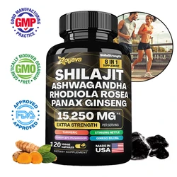 100% High Purity Shilajit Mineral Supplements, Eight Natural Ingredients, Ashwagandha,Ginseng, Turmeric, Energy Immunity Joints