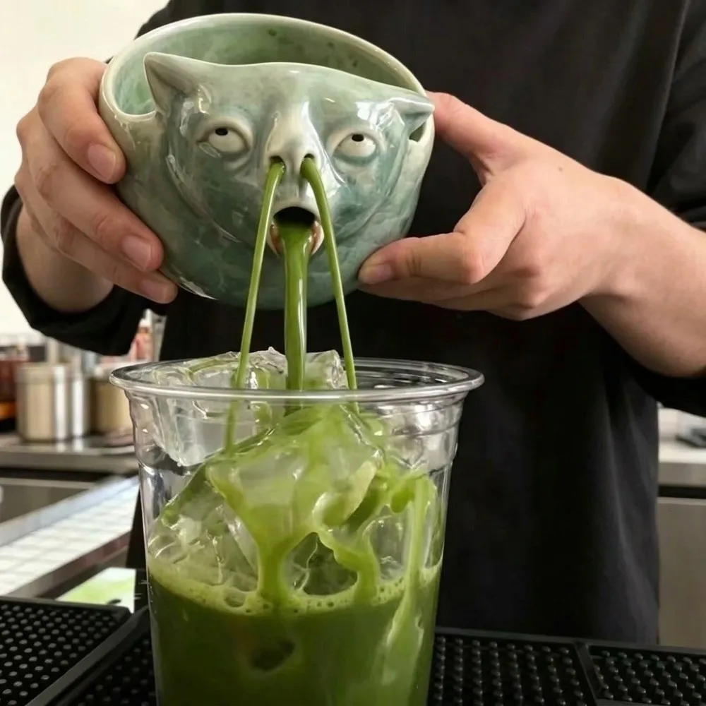 Matcha Tool Cat Shaped Ceramic Coffee Mug Quirky Unique Prank Cup Non-slip Creative Matcha Bowl Tea Room