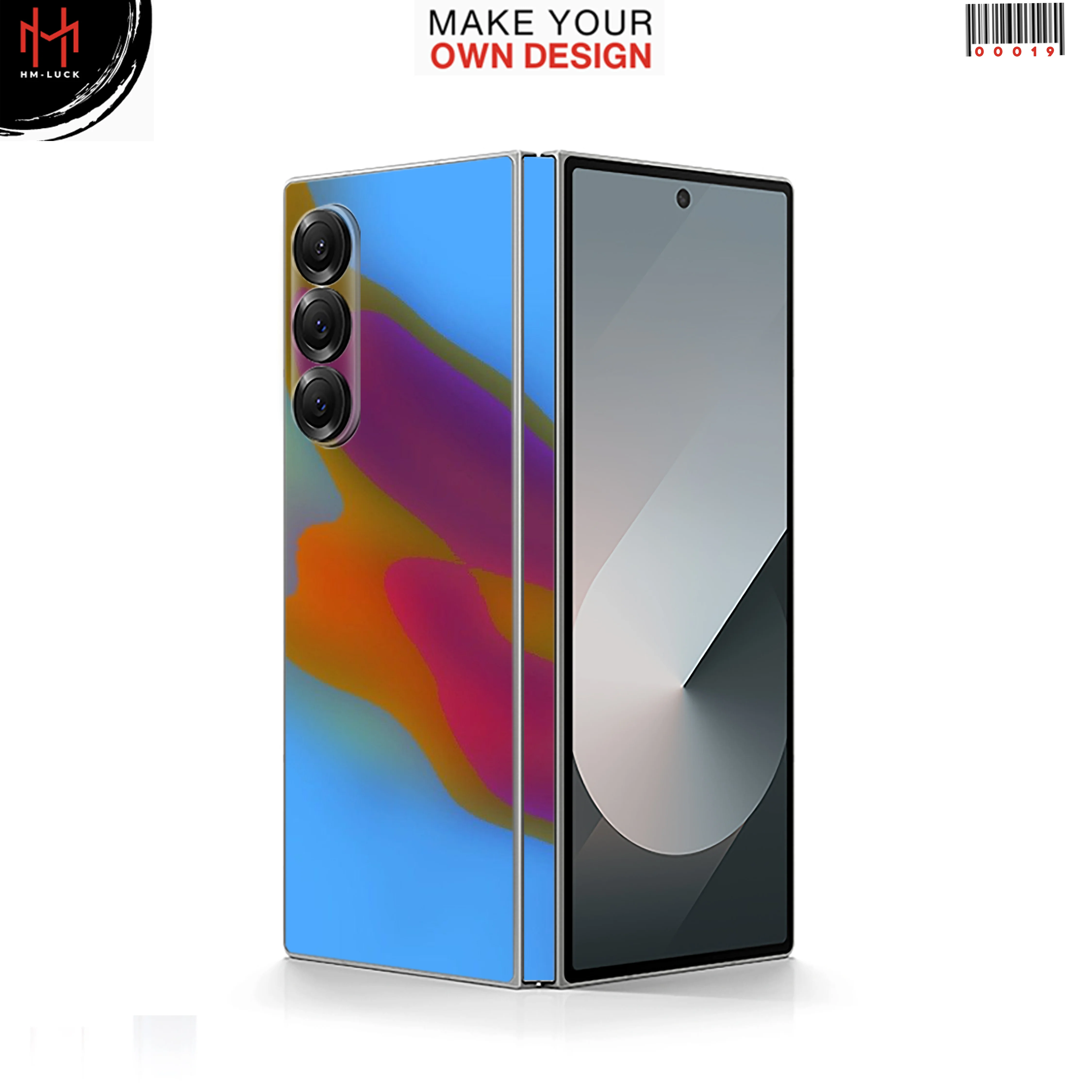 HM033 Colorful Anti-Scratch Stickers For Samsung Galaxy Z Fold 5 4 3 6 Fold5 Fold4 Protective Decal Skin Cover Back Film