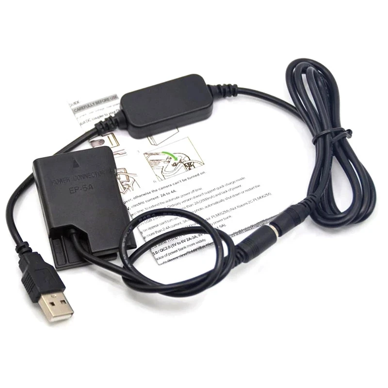 Imagem -05 - Bateria Falsa e Cabo de Alimentação Usb Adaptador para Nikon P7800 P7100 D5500 D5600 D3300 D3400 D5100 D3200 Ep5a