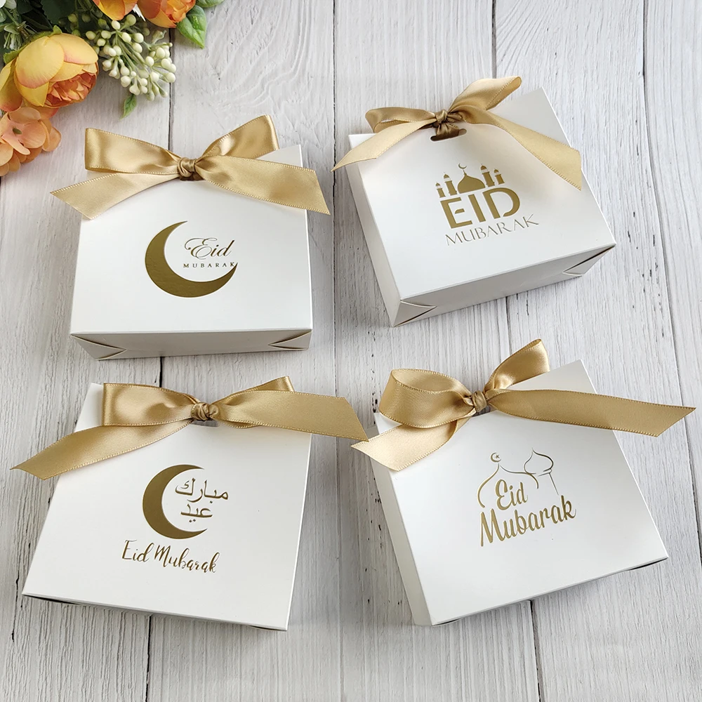 5 stücke Eid Mubarak Geschenk Box Ramadan Kareem Süßigkeiten Taschen Muslim Islamischen Festival DIY Dekoration 2023 Party Liefert Eid Al-fitr