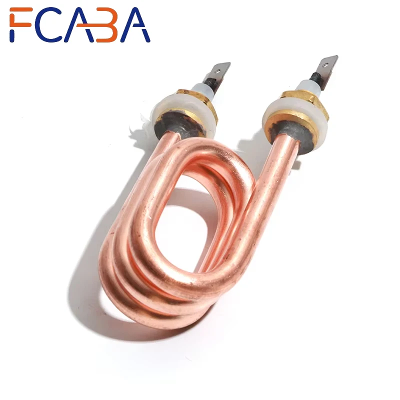FCABA M12 Thread Copper Immersion Water Heating Element 75-80mm 100mm Spiral Tubular Heater for Steamer/Water Boiler 1200W 3000W