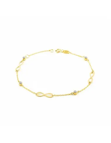 Bracelet yellow gold infinite and zirconia 3 mm (9kts)