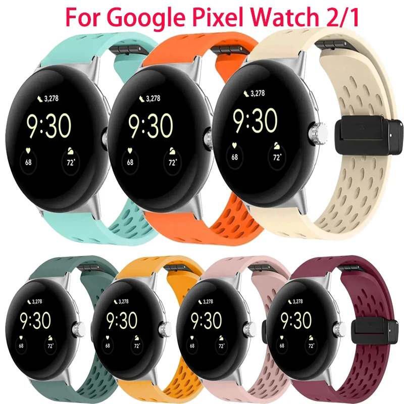 Magnetisches Silikonarmband für Google Pixel Watch 2-Band Soft Sport Smartwatch für Google Pixel Watch Silikonarmband Zubehör