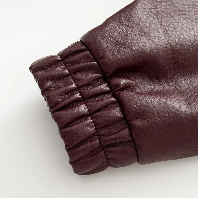 KEYANKETIAN 2026 Stand Collar Detachable Cape PU Jacket Women Zip Up Elastic Hem Cropped Long Sleeve Faux Leather Outerwear
