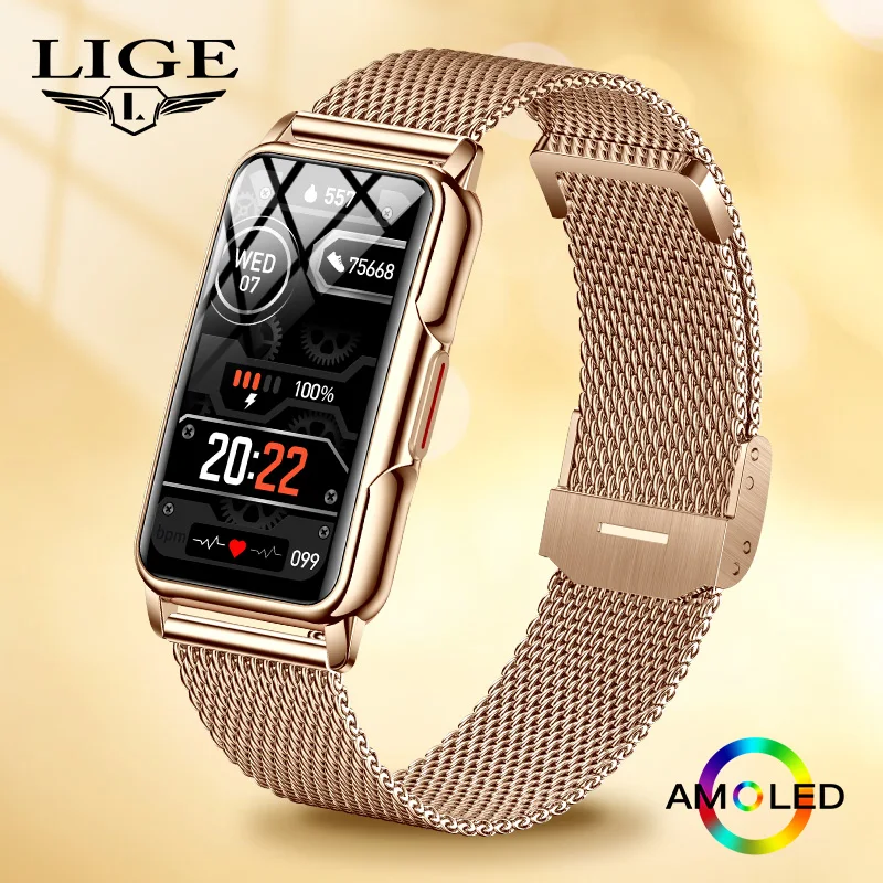 LIGE Smart Watch Women Life Waterproof Call Reminder Music Control Pedometer Calorie Display Elegant Watch For Woman Smartwatch