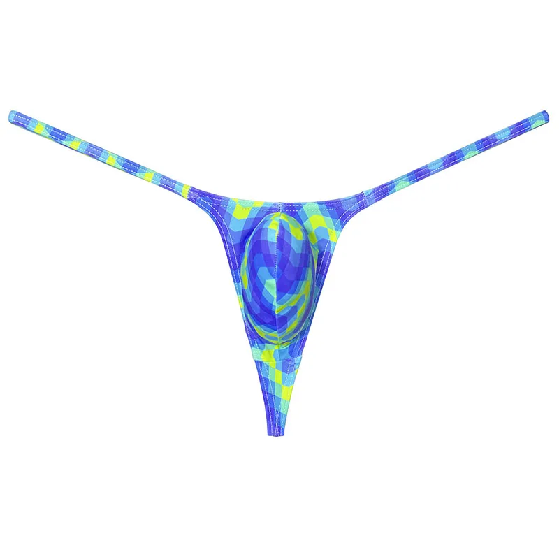 Men's Print G-String T-back Bikini Briefs String Underwear Soft Breathable Enhancing Bulge Thongs Quick-dry Tangas Sissy Panties