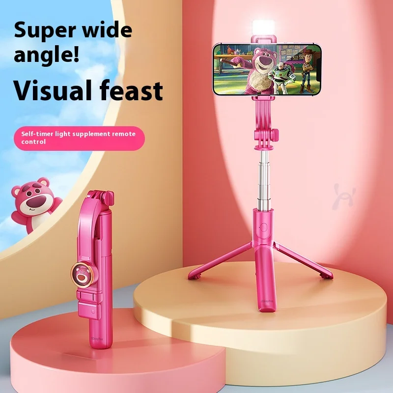 Mini Phone Selfie Stick 1m Cartoon Telescopic Bluetooth Universal Camera Recording Video Live Broadcast Pole Tripod